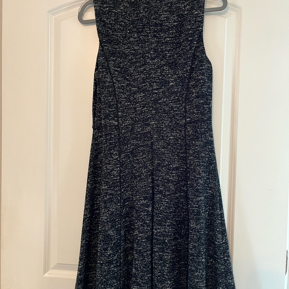 Talbots Black and White Strapless Knit Fit-and-Flare Dress
